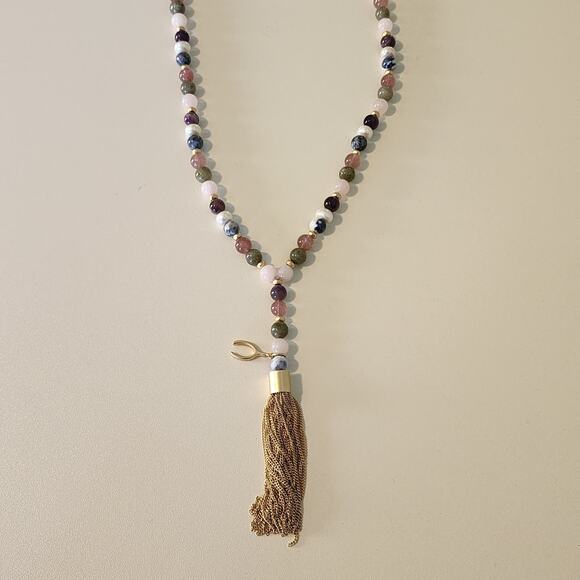 WHBM Recharge Beaded Necklace with Semi Precious Stones & Tassel New with tags - Picture 3 of 8